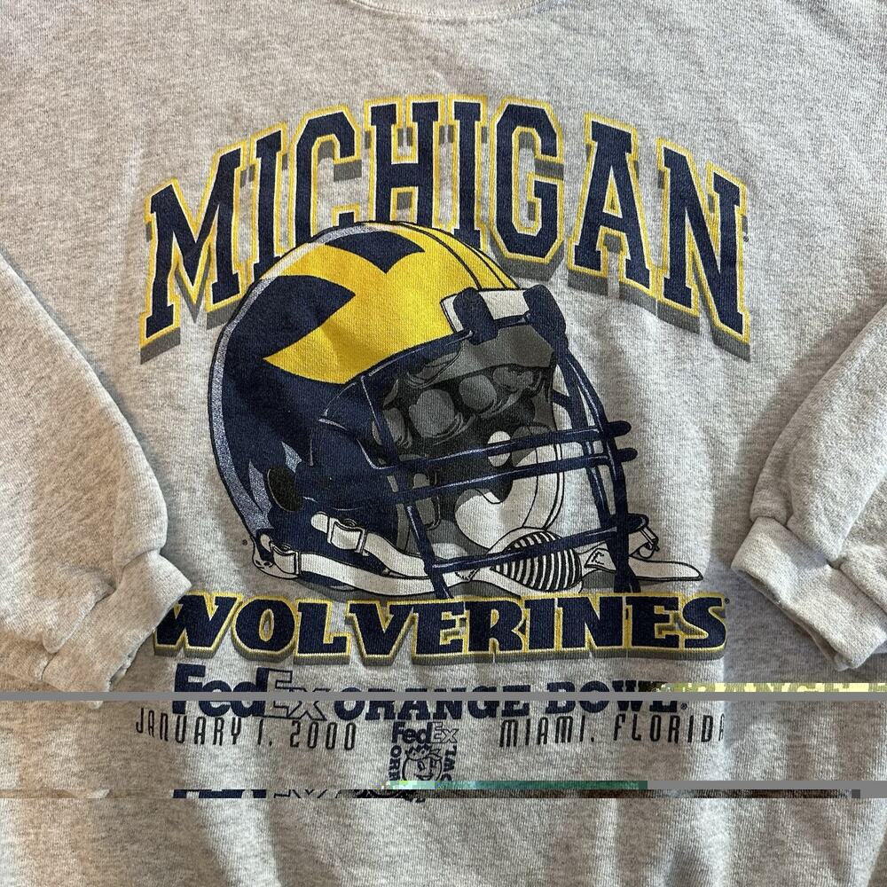 Vintage Champion Michigan Wolverines 2000 Orange Bowl FedEx Sweatshirt L Retro